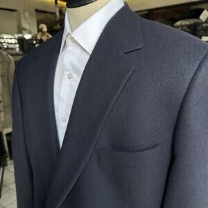 Roundtree & York Dillards Blazer Men 46R Navy Camel hair Sport Coat